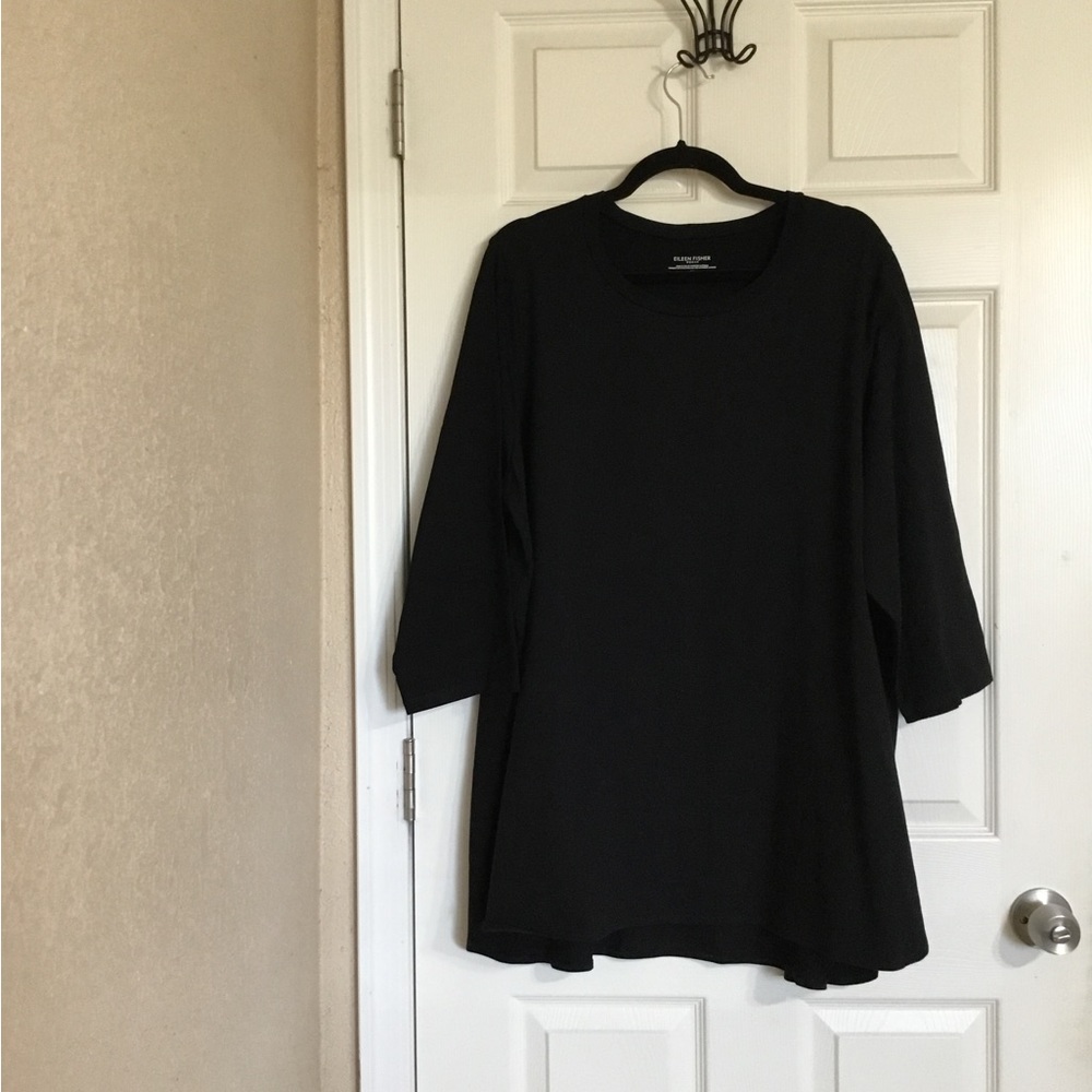 Eileen Fisher 3X Black Organic cotton top/tunic/Tshirt